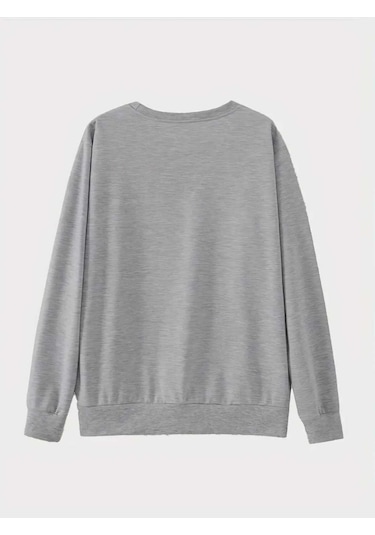 Unisex Gri Resilience Baskılı Şardonlu Sweatshirt Gri