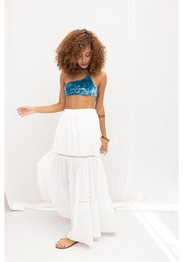 Annie Brode Şerit Detaylı Etek 4036 Beyaz