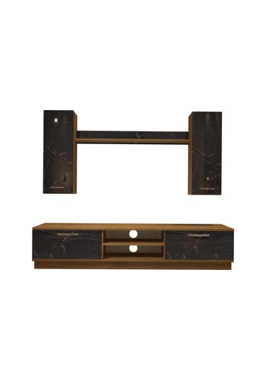Decoraktiv Eko 5db Mdf Dvd Tv Ünitesi Tv Sehpası Pera - Siyah Mermer