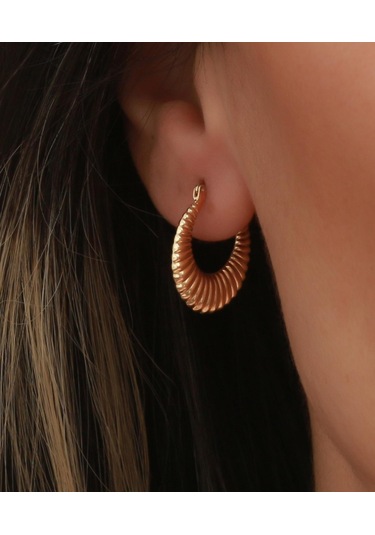 Bayar Gold 14 Ayar Altın Mini İstiridye Küpe Sarı Altın