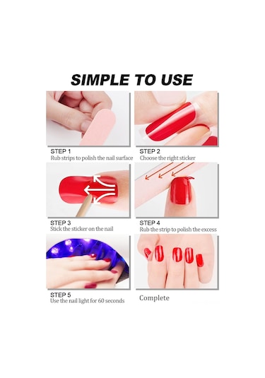 Reedark "14 Adet Uv Işıkla Kürlenen Jel Oje Sticker, Tırnak Dosyası Ve Çubuk Hediyeli - Su Geçirmez"