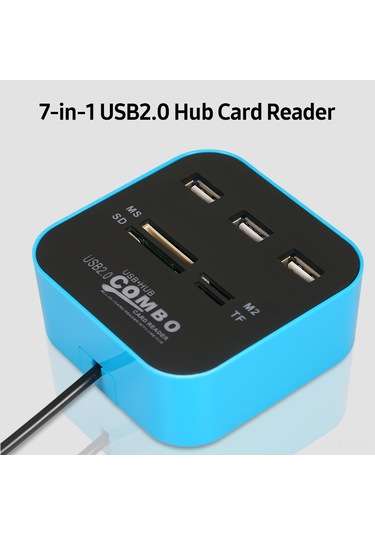 Mufunye Usb 2.0 Hub Ve Kart Okuyucu - 3 Usb 2.0 Portu, Tf/sd/ms/m2 Kart Slotları, 480mbps Hız, Plug&play, Abs Malzeme
