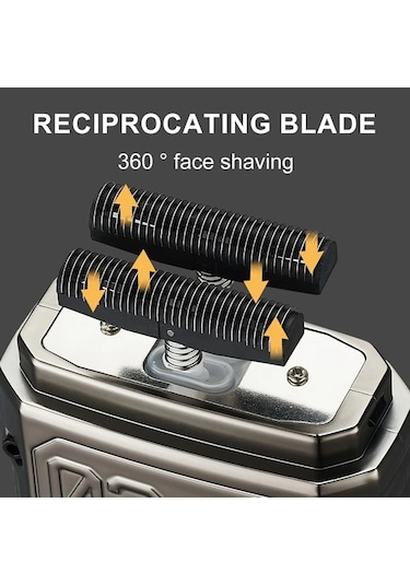Çift Bıçaklı Ağ Hatteker Taşınabilir Erkek Elektrikli Tıraş Makinesi - Altın Mini Geri Dönüşlü Sakal Düzeltici Lcd Ekranlı, Usb Şarj Edilebilir, Çift Ve Üçlü Baş Seçenekleri İle Geliştirilmiş Bakım