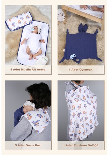 Luckka 29 Parça Müslin Bebek Bakım Çantası - Müslin Set - Ztçanta