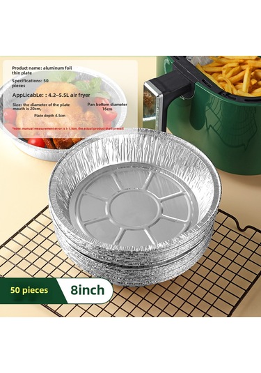 Skycity Ev Kullanıma Uygun Yemek Fırın/grill Alüminyum Folyo Tabakları, Yağ Geçirmez, Kayma Engellli, 8 İnç Derin, 50 Adet Diğer