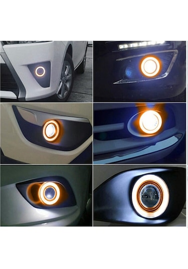 Fiat Doblo D4 Uyumlu, Universal Mercekli Led Angel Sis Farı, 76mm Turuncu Renk