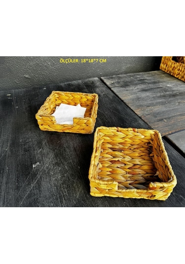 Hasır Kare Peçetelik Kahverengi