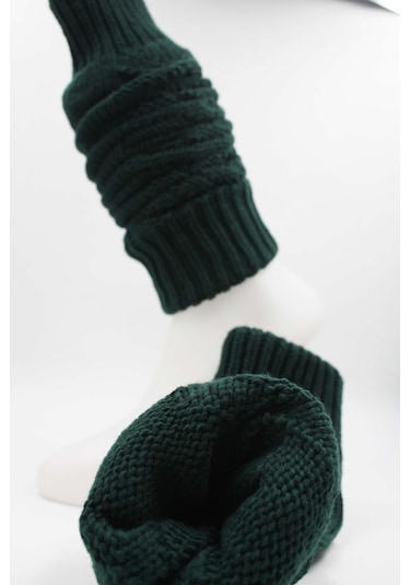 Kadın Yün Kışlık Dizlik Tozluk Çorap Yeşil