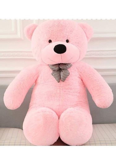 130 Cm Papyonlu Sevimli Büyük Peluş Ayıcık- % 100 Yerli Pembe