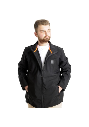 Mode Xl Büyük Beden Erkek Mont Basic Waterproof 21232 Siyah 001