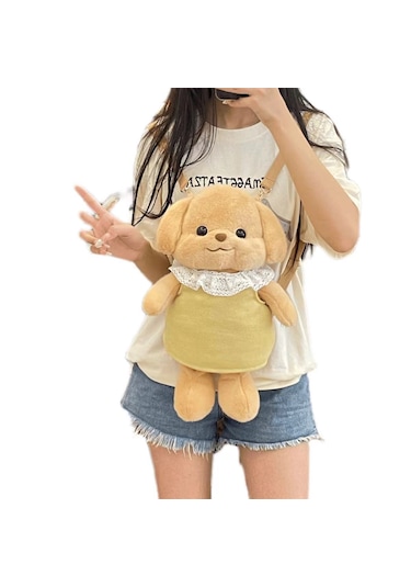 Kaniş Peluş Oyuncak Sırt Çantası Bayan Omuz Çantası Haki - Kahverengi