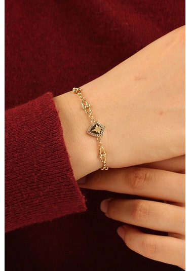 Çgk Çiğdem Gürel Kuyumculuk Yıldız Model Ataç Zincir Altın Bileklik Çok Renkli