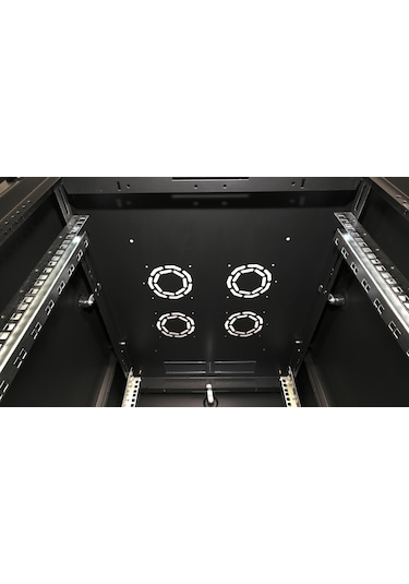 Lande Demonte 26u 600x800 Hyperline Dikili Tip Rack Kabinet Siyah Ön Cam Kapak / Tekerlekli