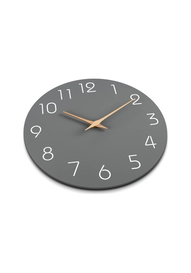 Modern Sessiz Duvar Saati 10 Gri Ahşap Tik Tak Etmeyen Yatak Odası Ofis Dekoru B Diğer