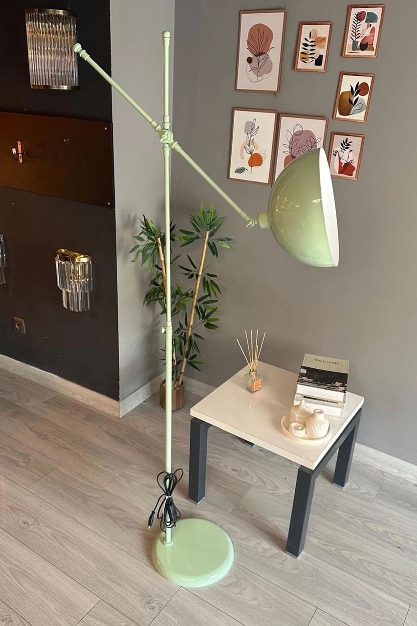 Mint Makas Gövde Lambader Hareketli Başlık Modern Dekoratif Metal Oturma Odası Çalışma Odası Zemin Lambası Su Yeşili