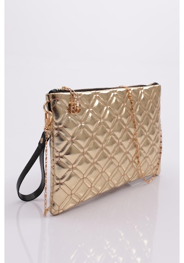 Dgn 4004 Kadin Baklava Dilimi Desenli Çanta 4004-2337-R13931 Altın