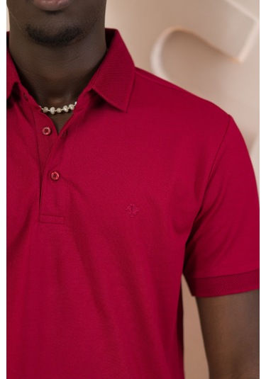 Paul Martin Örme Polo Yaka Regular Fit Pamuklu Ve Likralı T-shirt Bordo