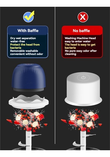 Elektrikli Sarımsak Doğrayıcı Gıda Doğrayıcı Kablosuz Mini Sarımsak Aletleri Mavi