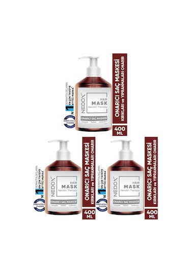 Nedox Manolya Kokulu Yoğun Parlaklık Kolay Tarama Saç Bakım Maskesi 3 x 400 ML