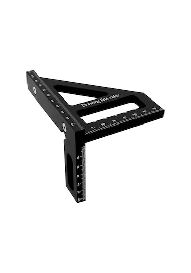 Reedark Alüminyum Ahşapçılık Ölçü Cihazı - 45/90 Derece Açı Ölçümü, Çizim Ve Kalibrasyon İşlevi - Siyah