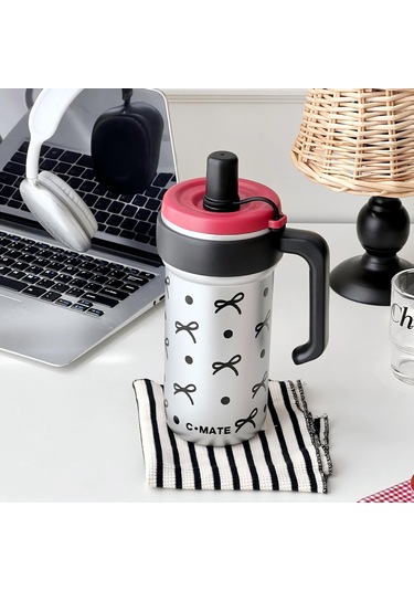 Big Mac Buz Kupası 316 Paslanmaz Çelik Yalıtım Kupası Büyük Kapasiteli Sevimli Kız Yüksek Yüzlü Pipet Kahve Fincanı Rüya Bale-1000ml