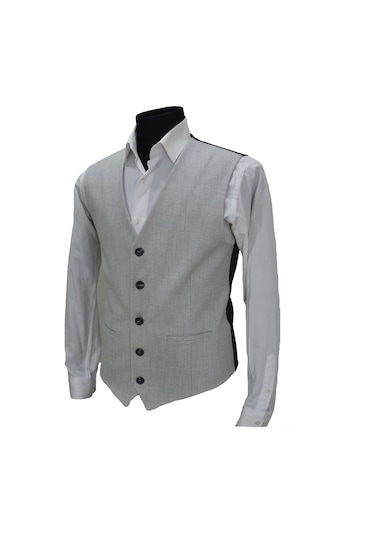 Mentor Regalo Erkek Yelek V Yaka Açık Gri Balık Sırtı 50434