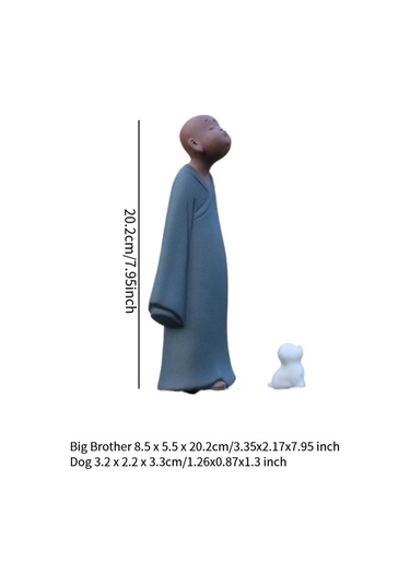 Suntek Küçük Köpek Heykeli Ile Rahip Heykelciği Sevimli 8,5 Cm X 5,5 Cm X 20,2 Cm