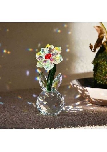 Pazly Renkli Ayçiçeği Desenli Kristal Güneş Yakalayıcı - Özel Günler İçin Şık Dekor