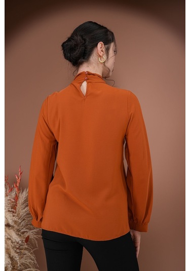 Elegance Bağlamalı Bluz Kahverengi