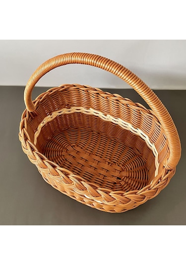 Youmex Küçük Plastik Çıt Çömlek, Ins Stili Piknik Ve Hediye Sepeti, Mavi Kumaş Bandı İle, 27x18x14 Cm, Çeşitli Amaca Uygun Saklama