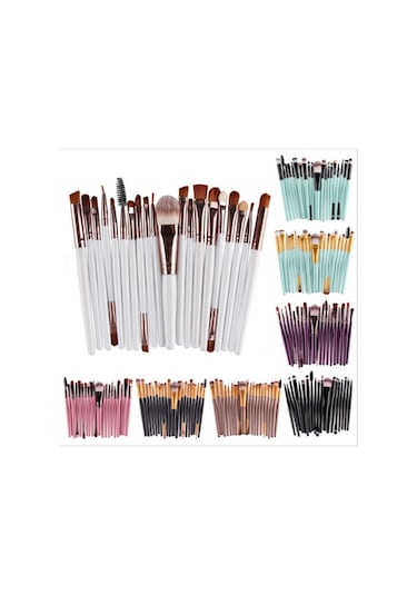 Cbtx Ahşap Saplı Makyaj Fırça Seti Kahverengi - Mor 20'li