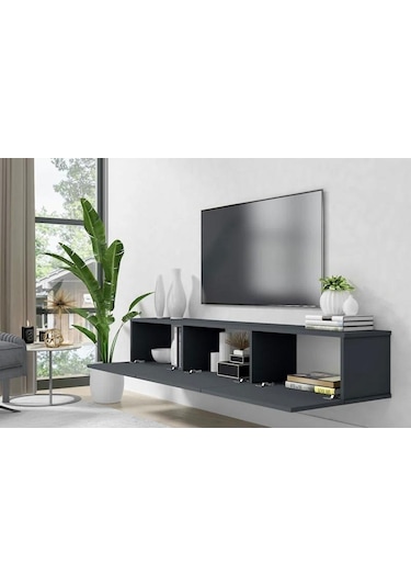 Beliz Tv Ünitesi Tv Sehpası Alt Modül Gri 200 cm Mdf