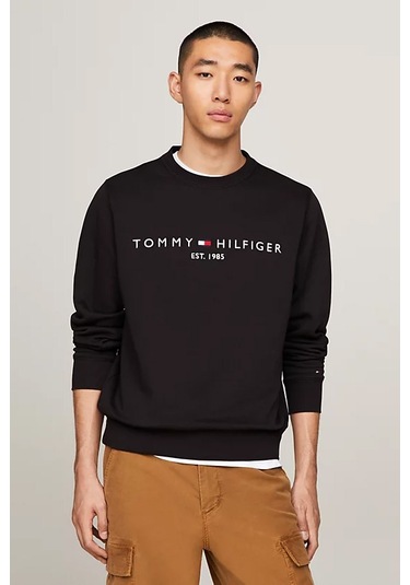 Erkek Logo Nakışlı V Yaka Sweatshirt - Siyah Triple Black