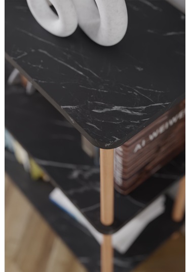 3 Raflı Kitaplık Ahşap Kitaplık Ofis Rafı Ayakkabılık -siyah