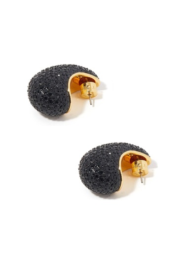 Pave Dome Earrings, Kristalli Kup Tarzı Küpe Siyah