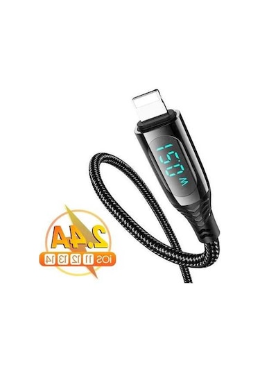 Prestigegoods Led Ekran Usb Kablosu İphone 14 13 12 11 Pro Max Xs Xr X Uyumlu Hızlı Şarj Veri Transferi Aydınlatma Cihazı