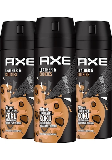 Axe Leather Cookies Erkek Sprey Deodorant 150 ML x 3