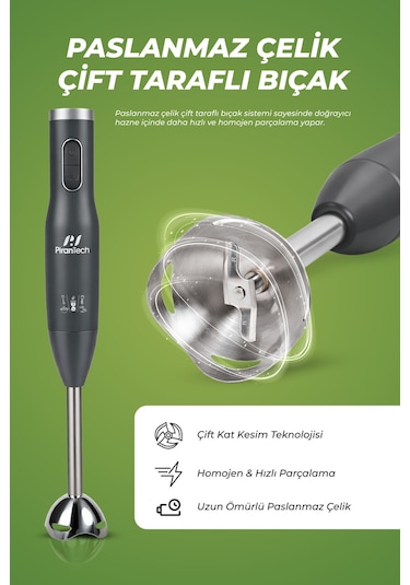 Pirantech YH-94 Parçalayıcı Çırpıcı Ve Metal El Blender Seti