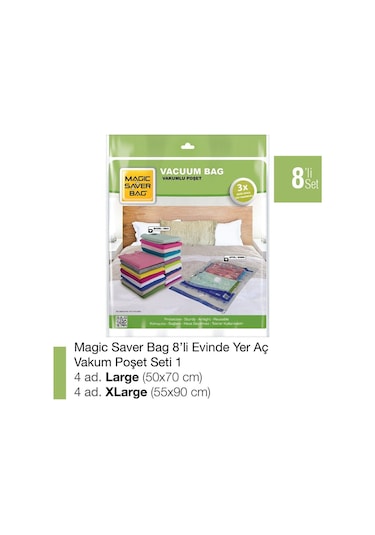 Magic Saver Bag 8'Li Vakumlu Poşet Set-1 8697623589603