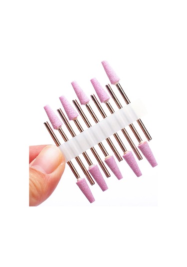 10 Adet Elmas Freze Kesicisi Tırnak Matkap Ucu Elektrikli Manikür Makinesi Tırnak Eti Temiz Dosyaları Ekipman Aksesuarları Araçları Pembe