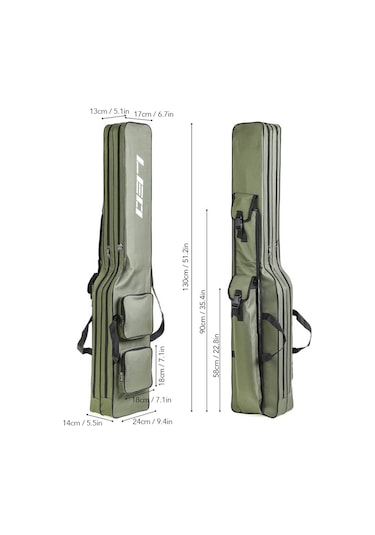 Jeehugo 130 Cm Poliester Balıkçılık Çantası - İki Ana Bölme, 4 Cep Ve Ayarlanabilir Askı - Profesyonel Ve Başlangıçcılar İçin