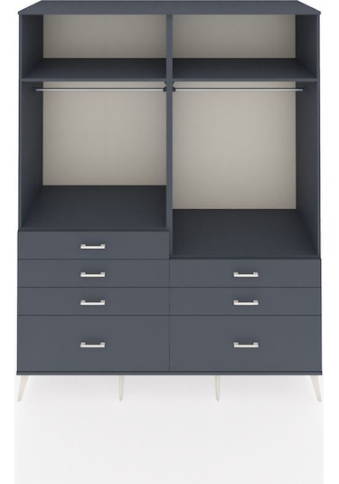 Kronos Gardrop 4 Raflı 7 Çekmeceli 2 Askılı 176x59x221 Antrasit-antrasit Antrasit
