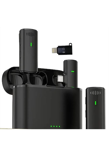 K10 Iphone Ve Type-c Uyumlu Kablosuz Yaka Mikrofonu Göstergeli