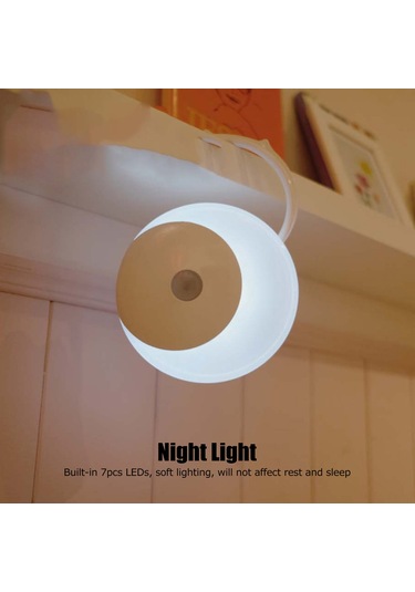Shineyee Akıllı İnsan Algılama Gece Lambası, 7 Led Işık Kaynağı, Şarj Edilebilir 18650 Pil, Otomatik Aç-kapa, Beyaz Işık, Mutfak/banyo/uyku Odası Kullanıma Uygun Diğer