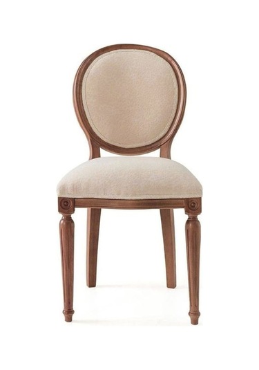 Madalyon Ahşap Klasik Sandalye Ceviz - Krem