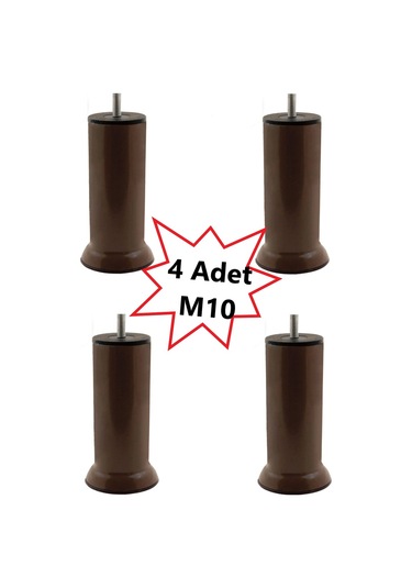 Mobilya Kanepe Baza Koltuk Çekyat Yükseltme Ayağı Kalın Diş M10 Kahverengi Plastik 15 Cm 4 Adet Kahverengi