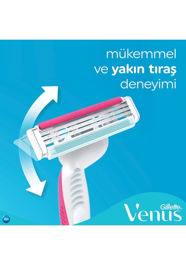 Gillette Venus 3 Renkli Kullan At Tıraş Bıçağı 4+2 Adet