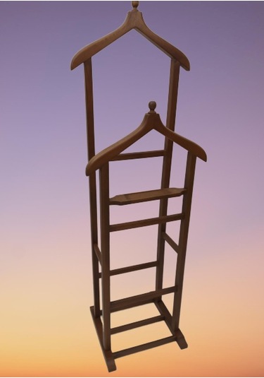 Dilsiz Uşak Çift Tepe Model Parlak Ceviz Askılık Kayın Torna Iske N11.163 Beyaz - Ceviz