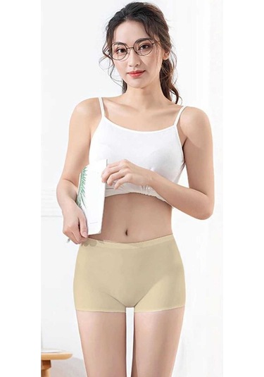 Royaleks Kadın Dikişsiz Görünmez Iz Yapmaz Mini Şort Boxer Siyah-Beyaz-Ten 3 Adet Çok Renkli