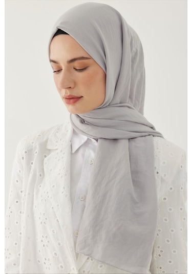 Mirsoy Scarf Düz Pamuk Şal- Açık Gri Açık Gri